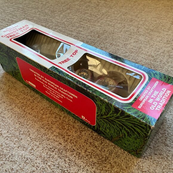 Vintage Germany Indent Red Silver 11" Glass Christmas Tree Topper Feather Medium - Picture 10 of 10